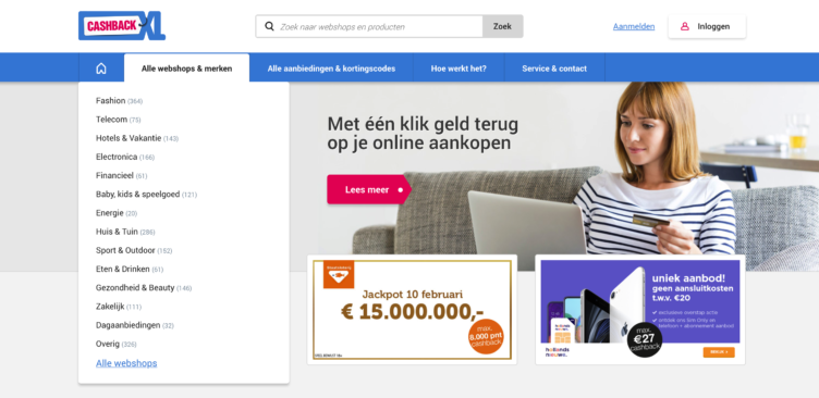 screenshot CashbackXL